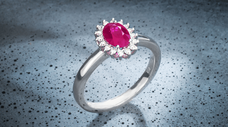 gold jewelry with diamonds and ruby ring