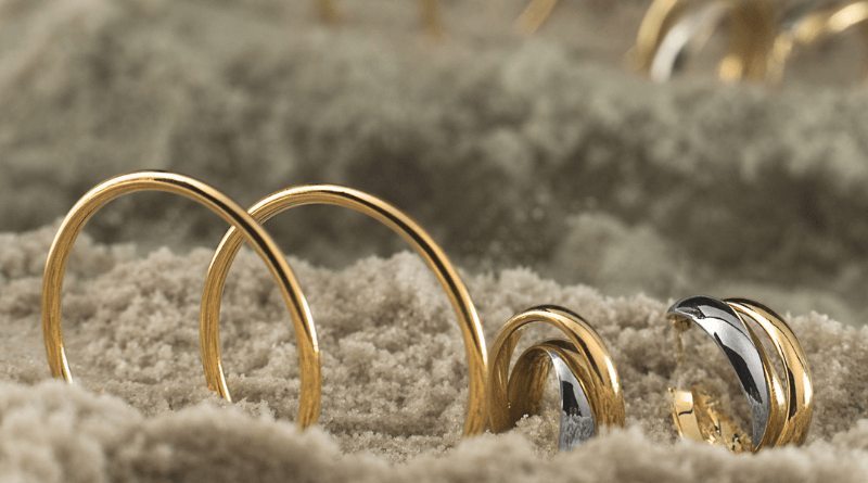 gold hoop earrings in summer sand