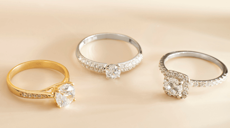 premium gold engagement rings with zircons