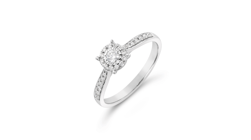 white gold engagement ring with diamonds
