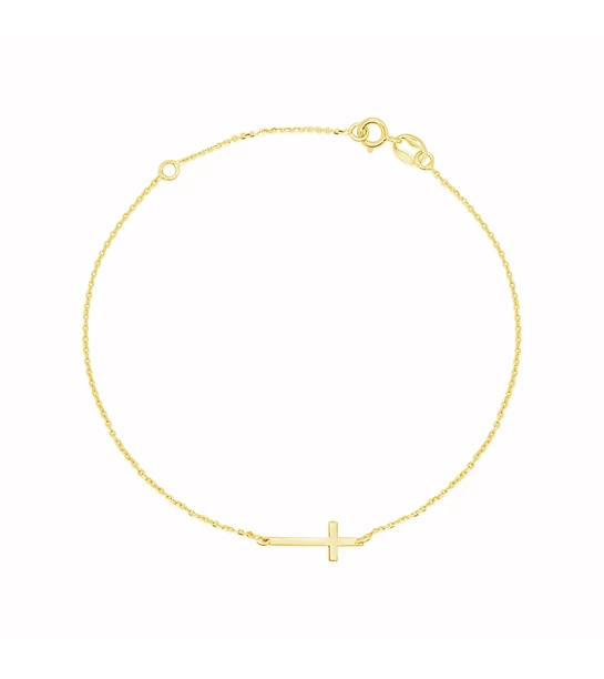 Flat Cross gold bracelet