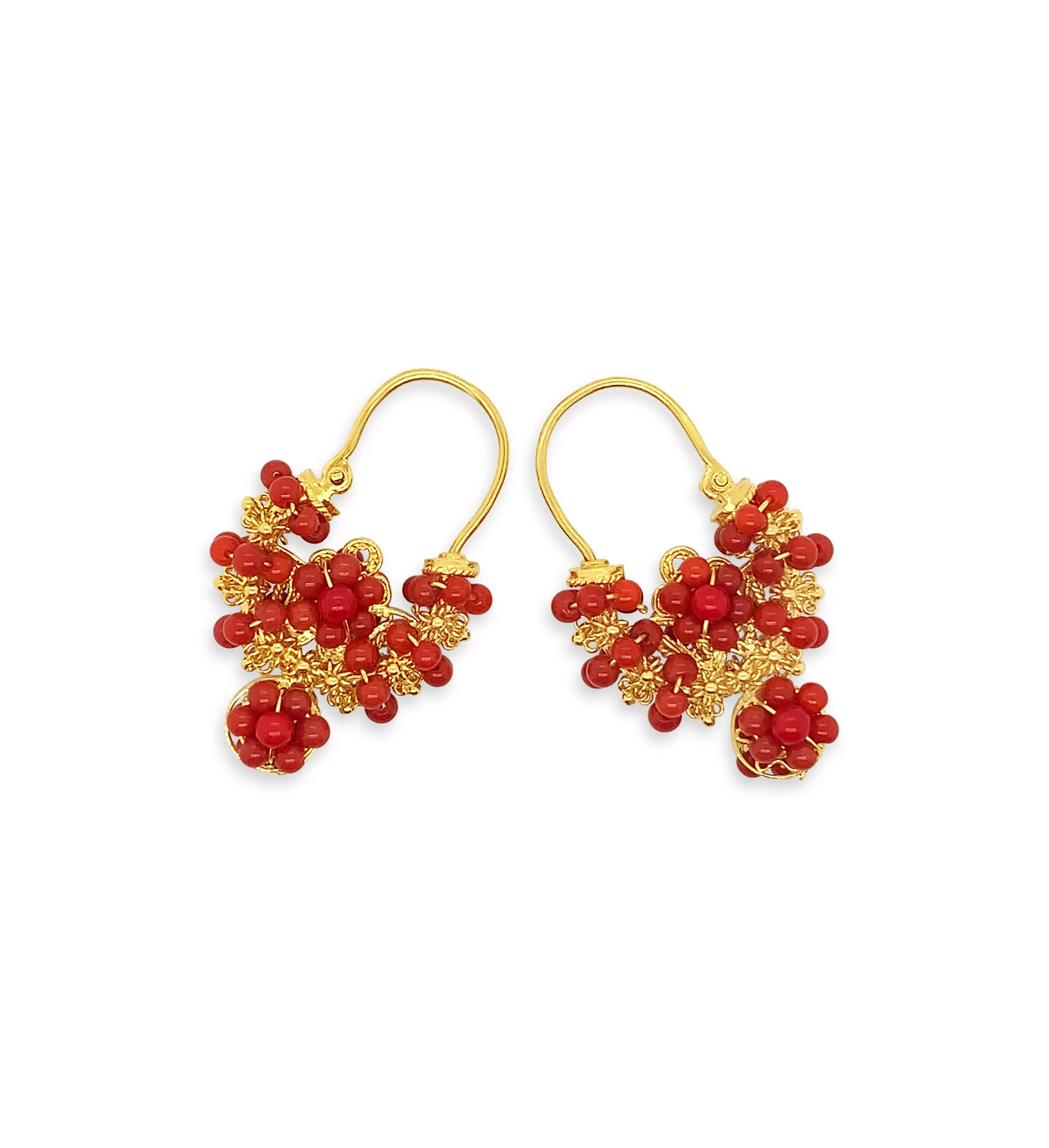 Rećine Midi gold earrings with corals
