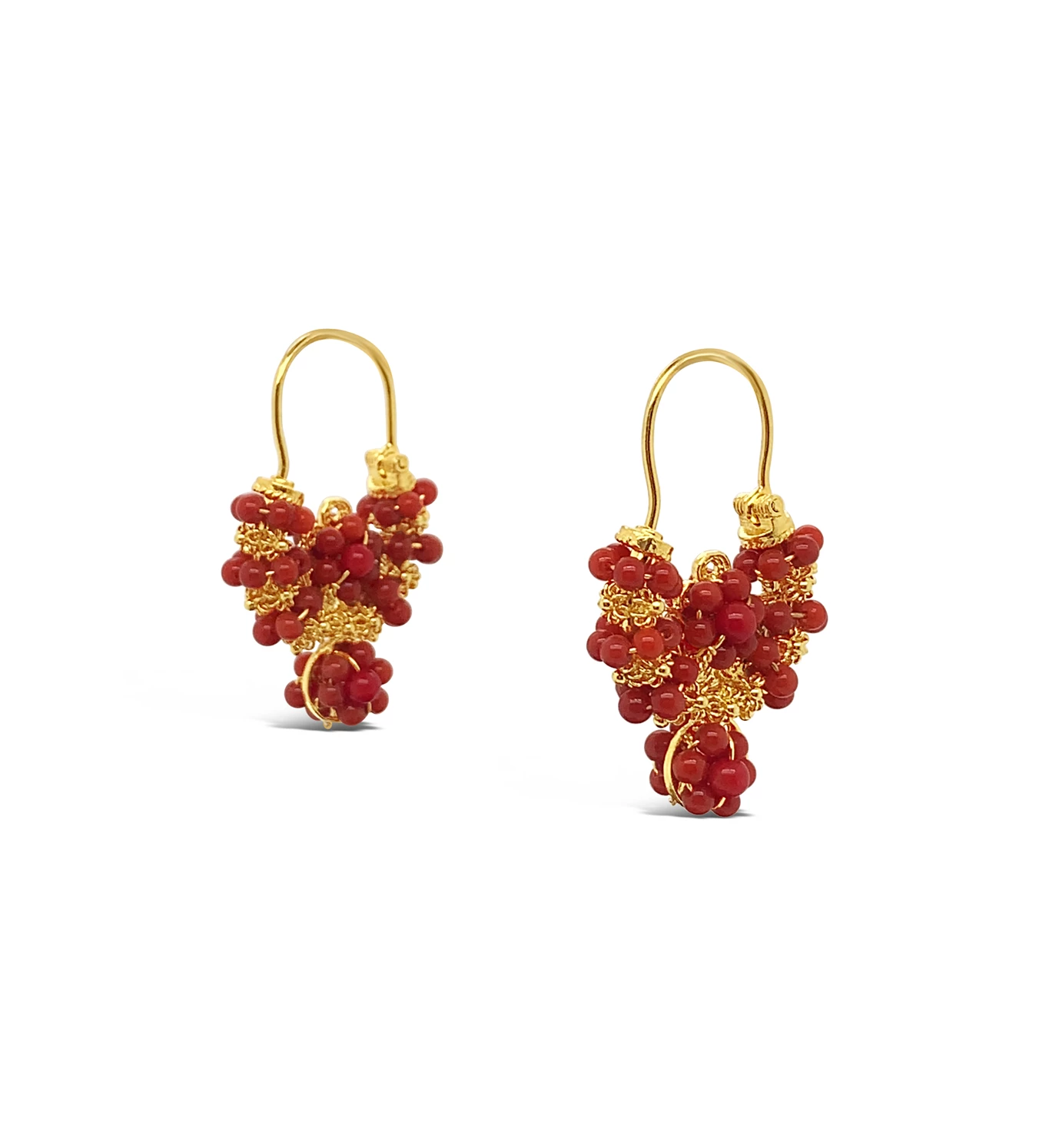 Rećine Midi gold earrings with corals