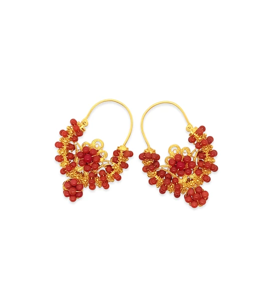 Rećine Maxi gold earrings with corals