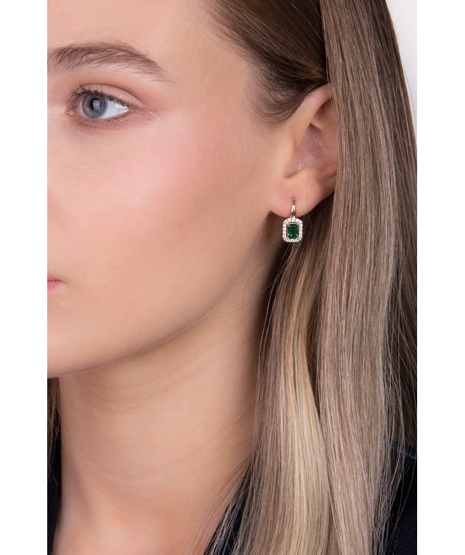 Emerald Eyes gold earrings