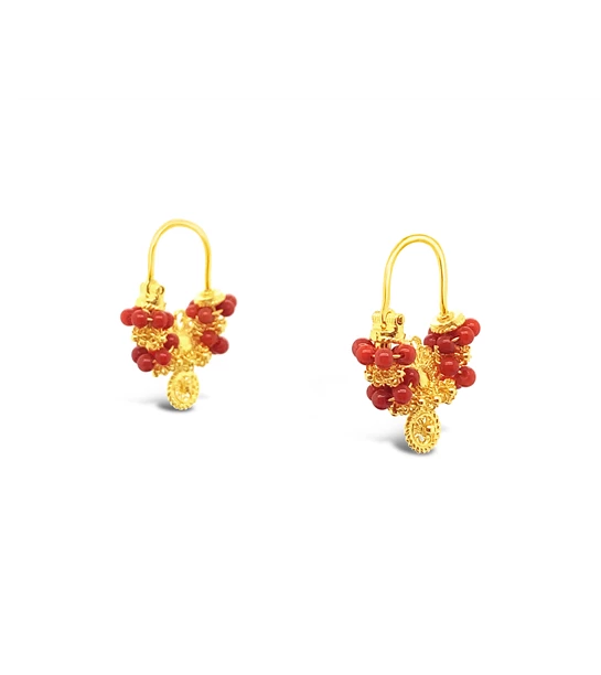 Rećine Mini gold earrings with corals
