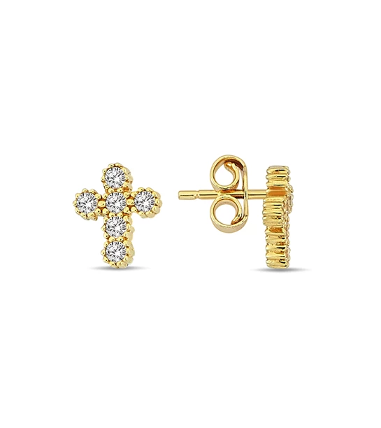 Shining Crosses gold earrings