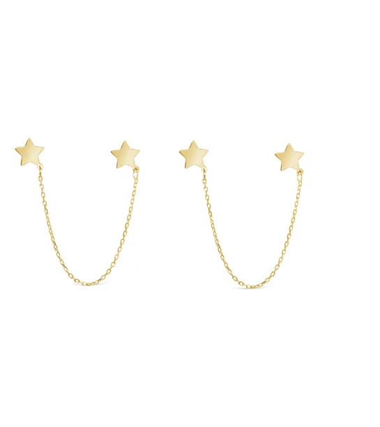 Double Stars gold earrings