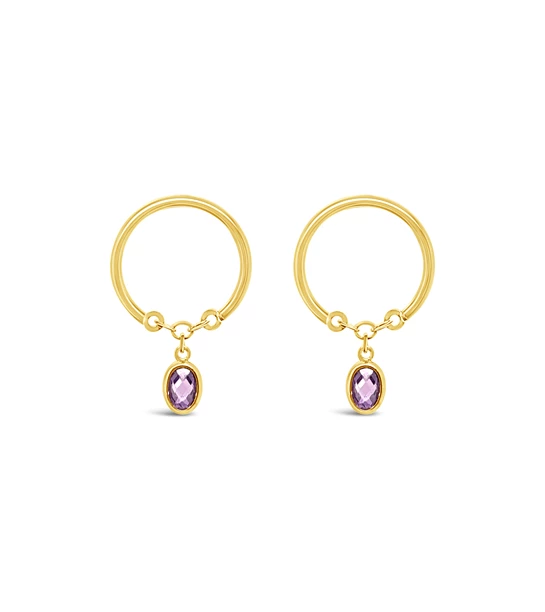 Purple Rings gold earrings