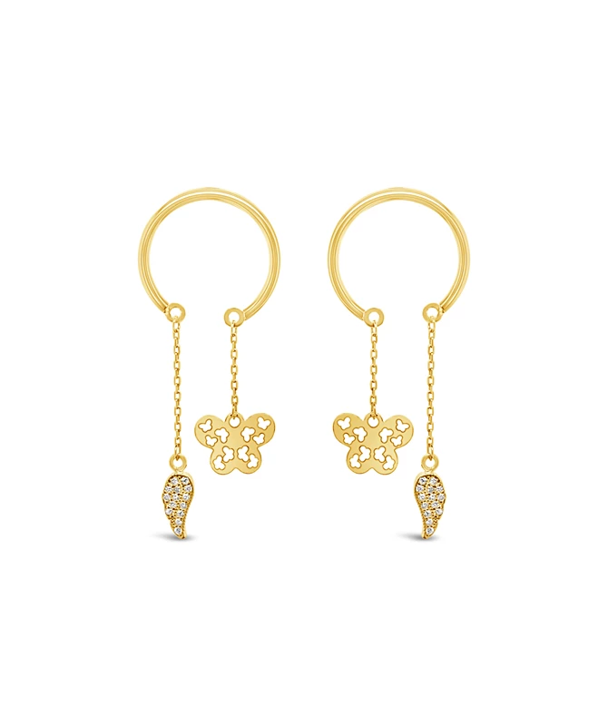 Butterfly Rings gold earrings