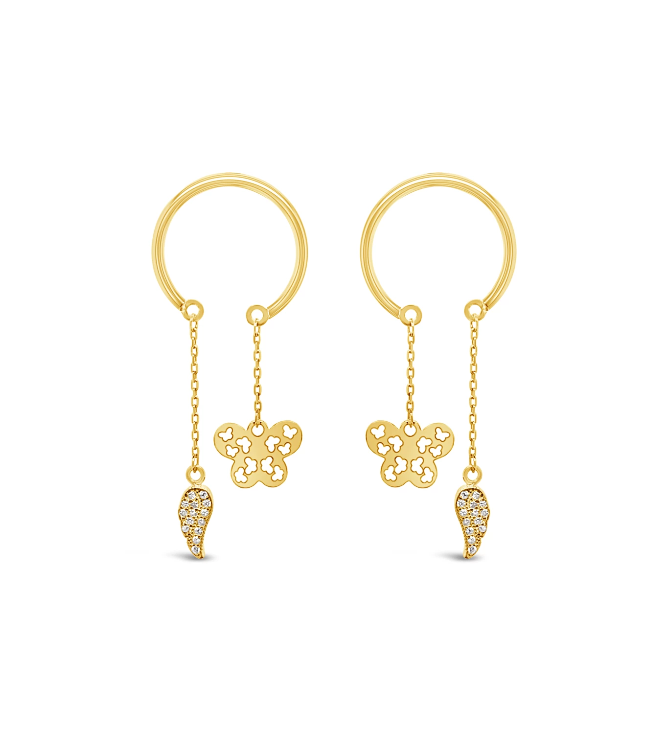 Butterfly Rings gold earrings