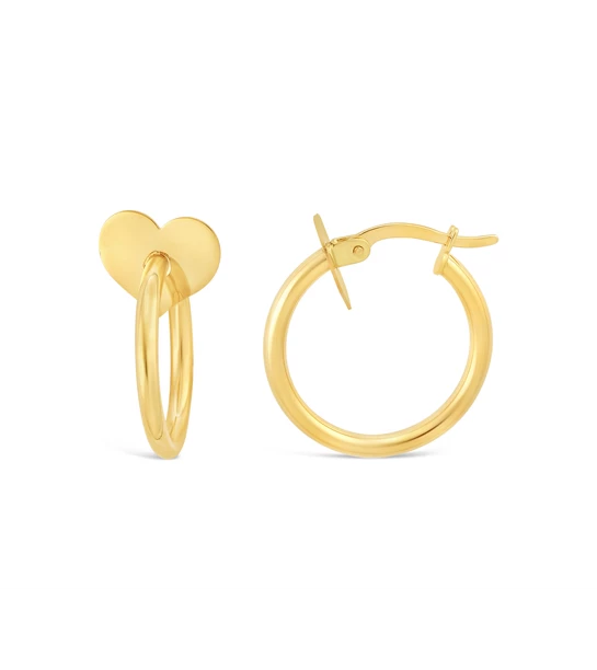 Heart Circles gold earrings