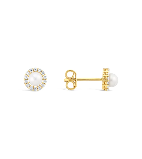 Pearl Dots gold earrings