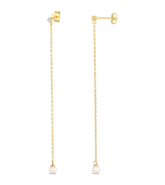 Long Pearls zlatne naušnice s biserom