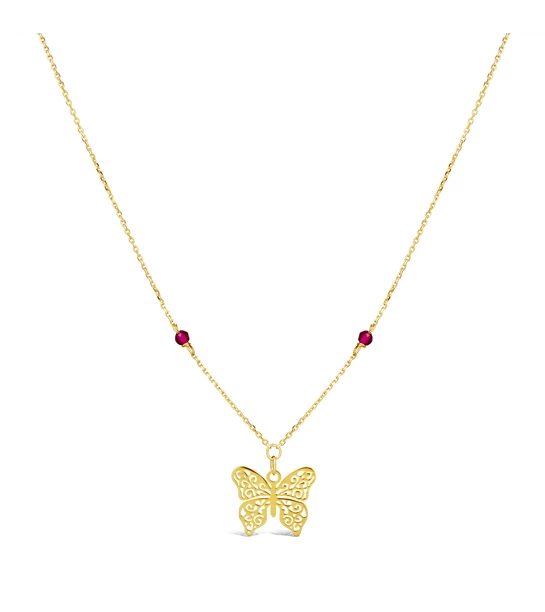 Butterfly Heart gold necklace