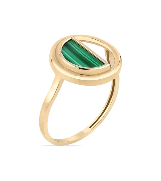 Half Moon Green zlatni prsten s malahitom