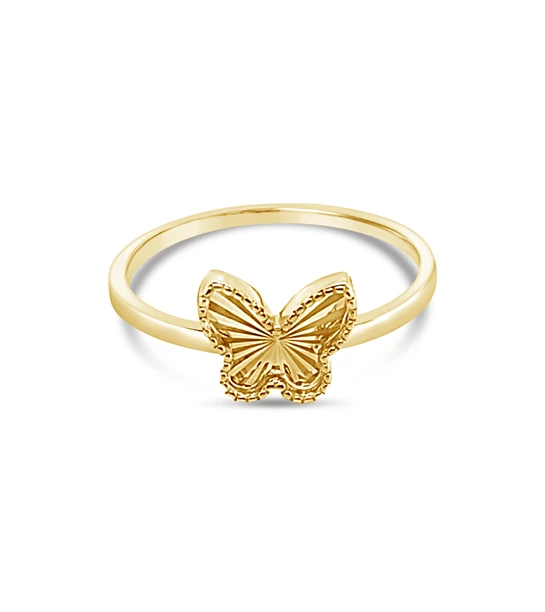 Fraction Butterfly gold ring