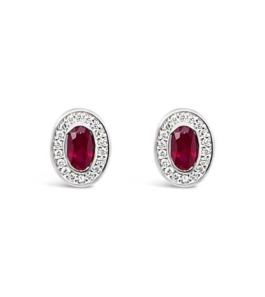 Ruby diamond gold earrings