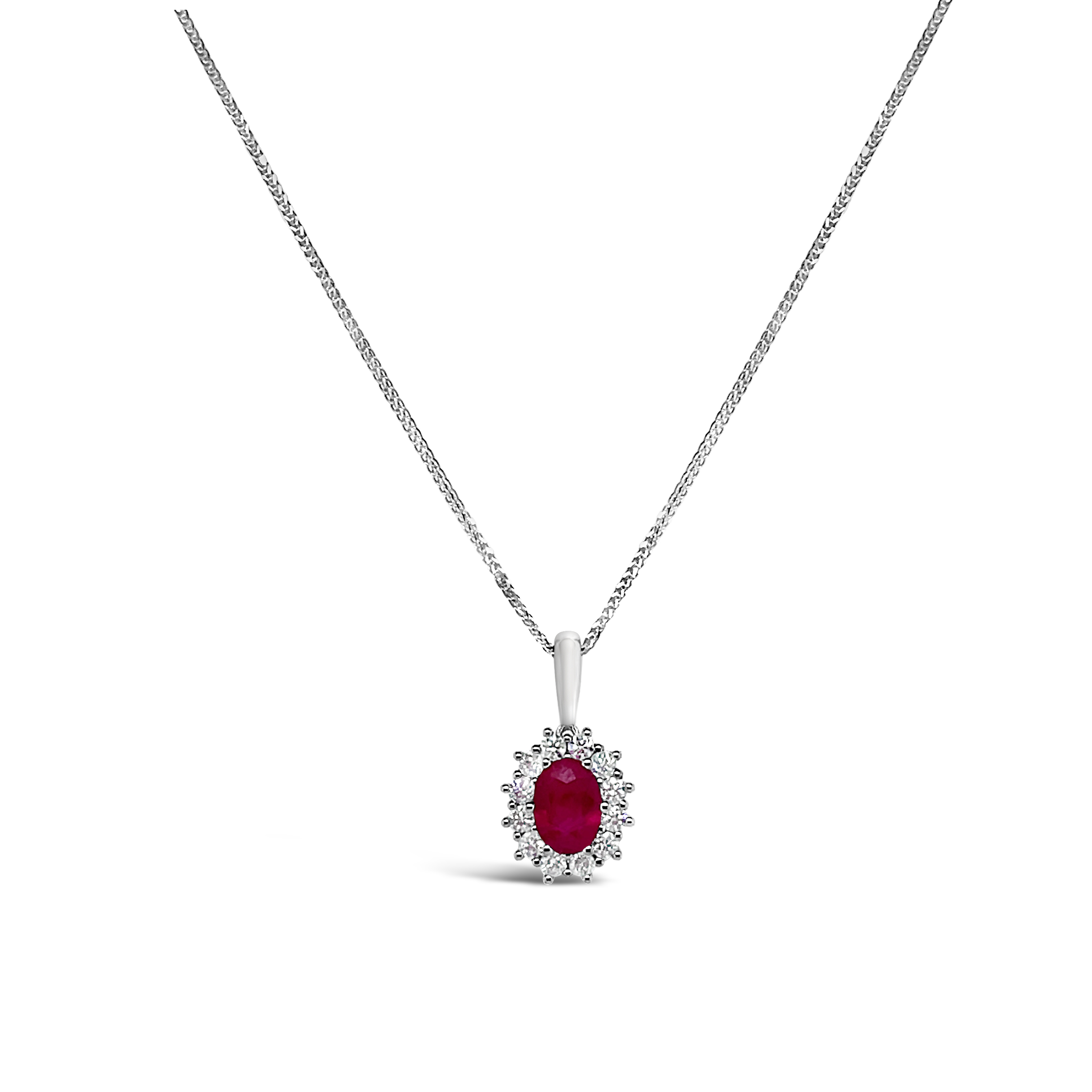 Ruby zlatna ogrlica s dijamantima i rubinom