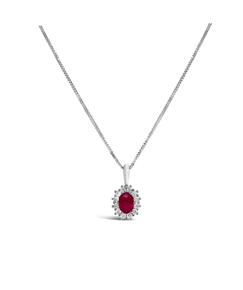 Ruby zlatna ogrlica s dijamantima i rubinom