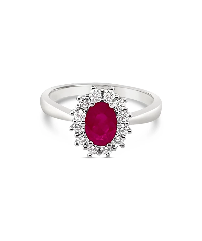 Ruby zlatni prsten s dijamantima i rubinom