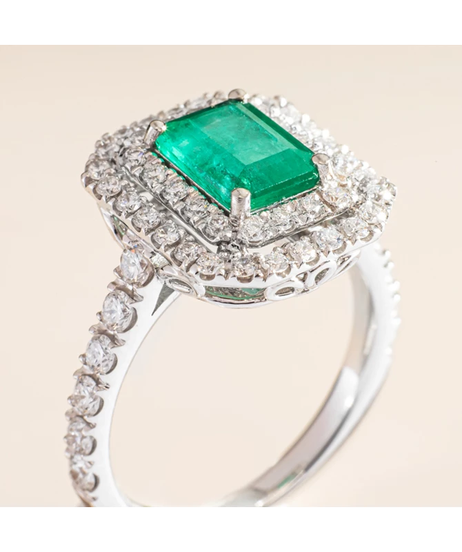 Cosmos zlatni prsten s dijamantima i smaragdom