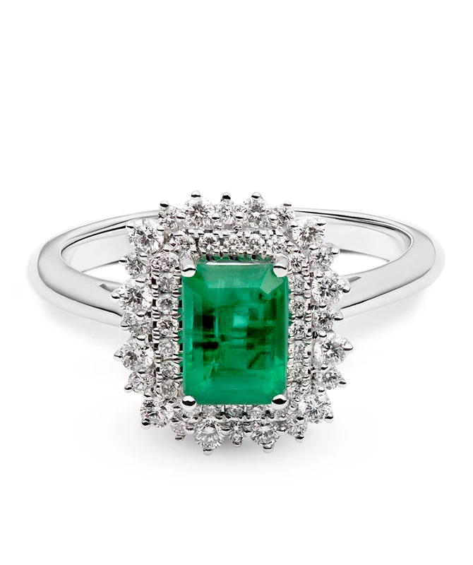 Pine Adoration zlatni prsten sa smaragdom i dijamantima