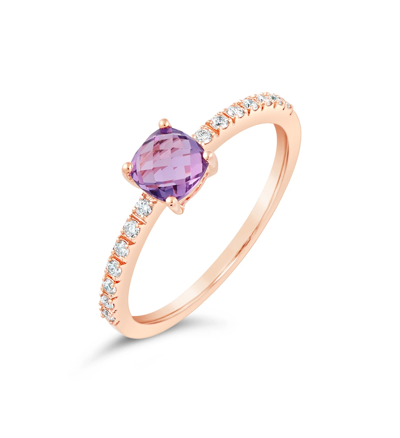 Violet zlatni prsten s ametistom i dijamantima