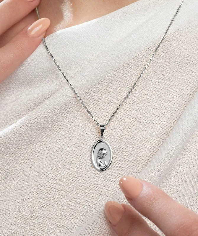 Blessed Virgin Mary zlatni privjesak - bijelo zlato, unisex