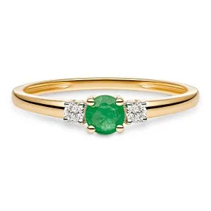 Emerald Sparkle zlatni prsten sa smaragdom i dijamantima