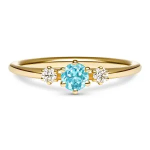 Topaz Trinity zlatni prsten s plavim topazom i dijamantima