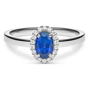 Timeless Sapphire zlatni prsten s plavim safirom i dijamantima