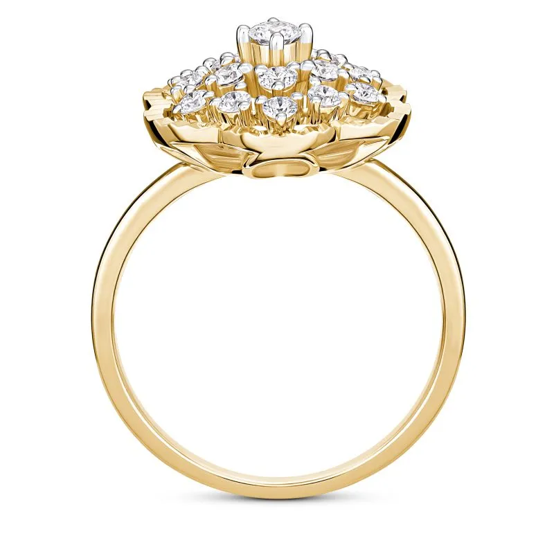Crown Bloom zlatni prsten s dijamantima
